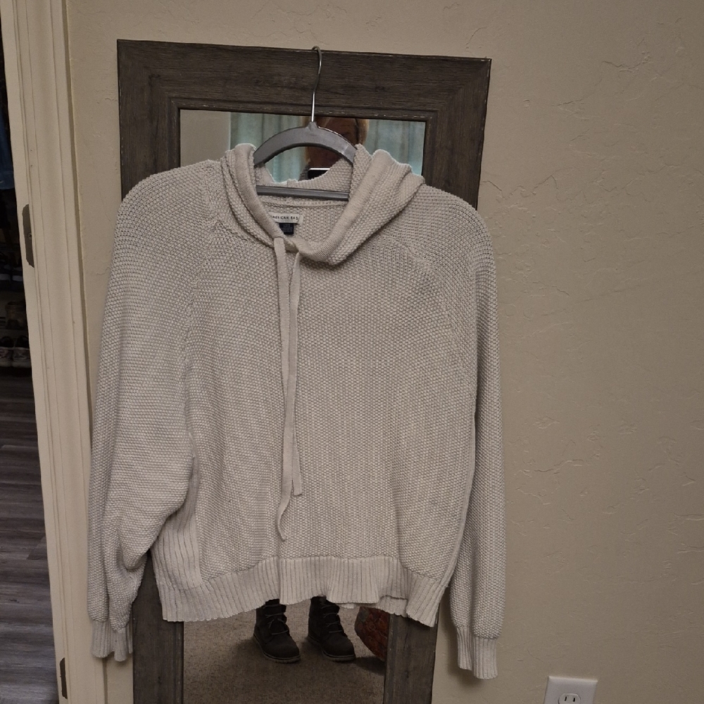 American Eagle Outfitters Light Gray Cowl Neck Sweater